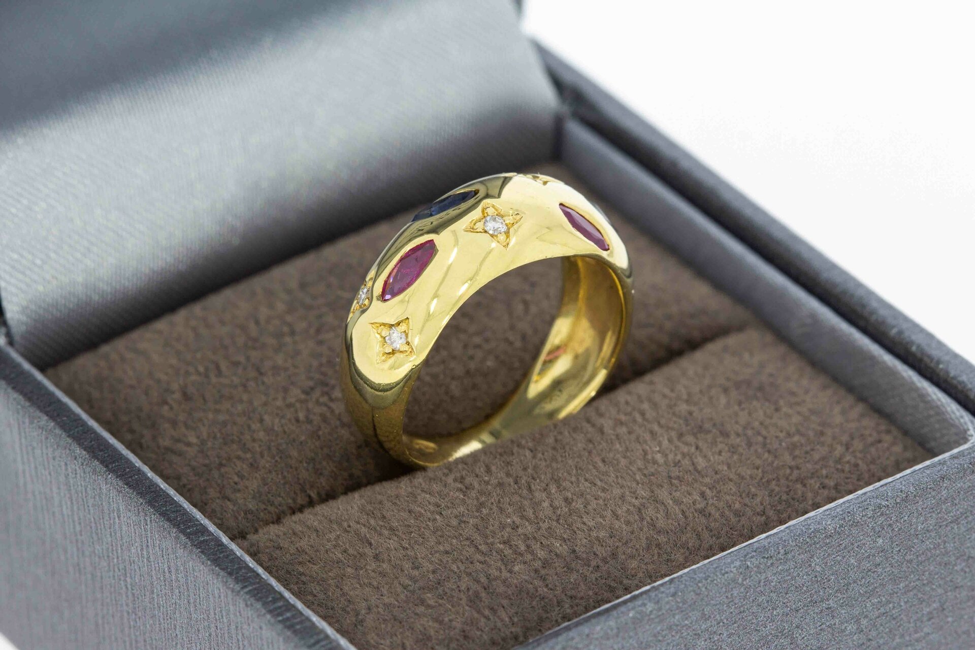 Gouden pinkring dames 18 karaat met saffier - 14,2 mm