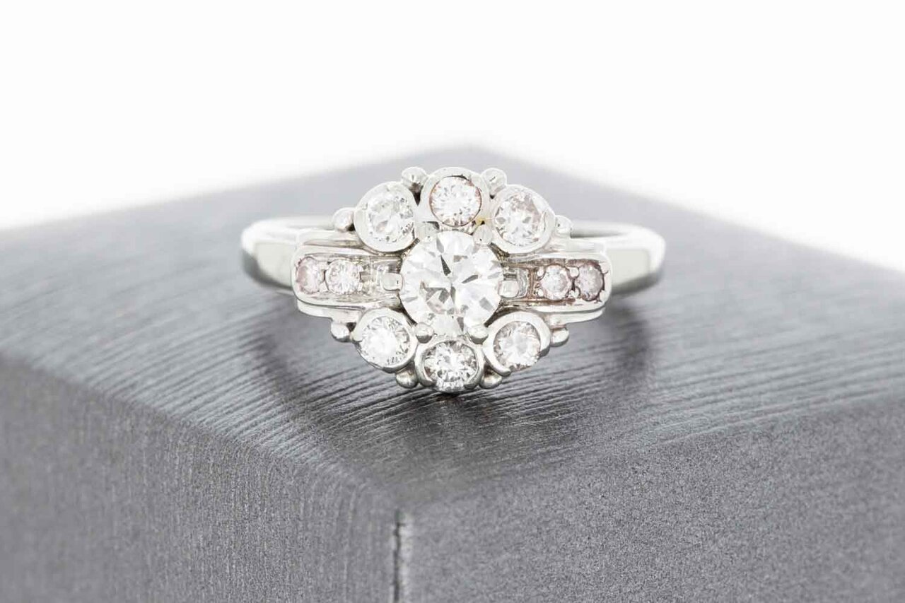 14 karaat witgouden diamantring - 17,2 mm