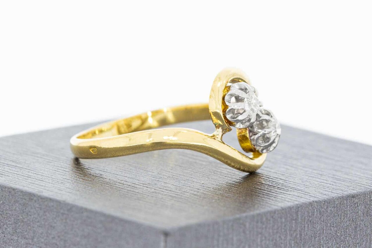 Bicolor gouden ring dames 18 karaat met diamant - 19,8 mm