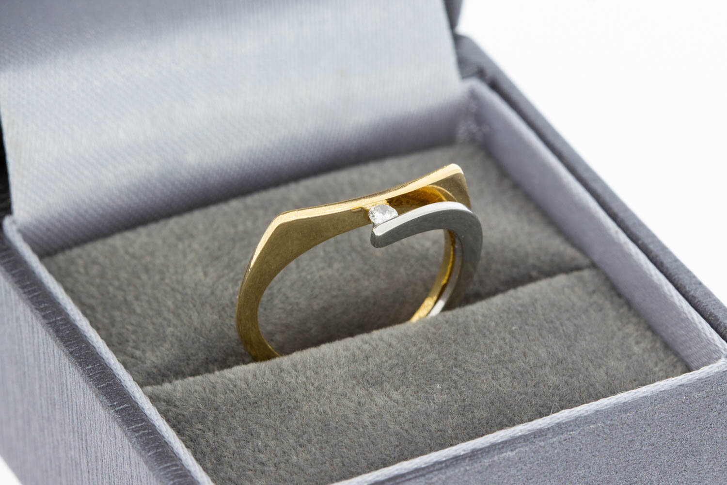 18 karaat goud diamant Slagring - 15,8 mm