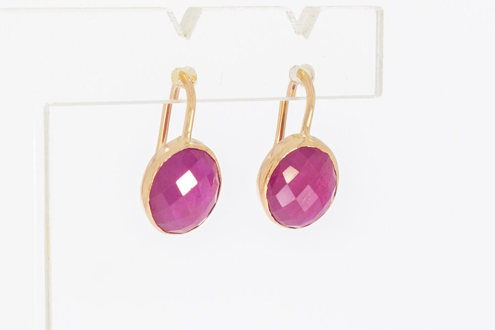 14 karaat gouden Robijn hangers - 1,7 cm