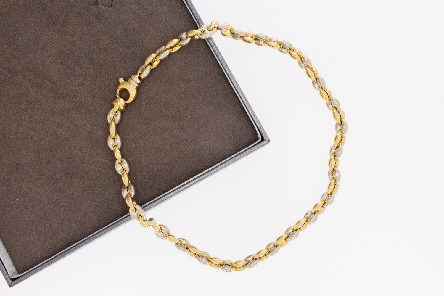 19 karaat bicolor gouden Anker dames Collier - 43 cm