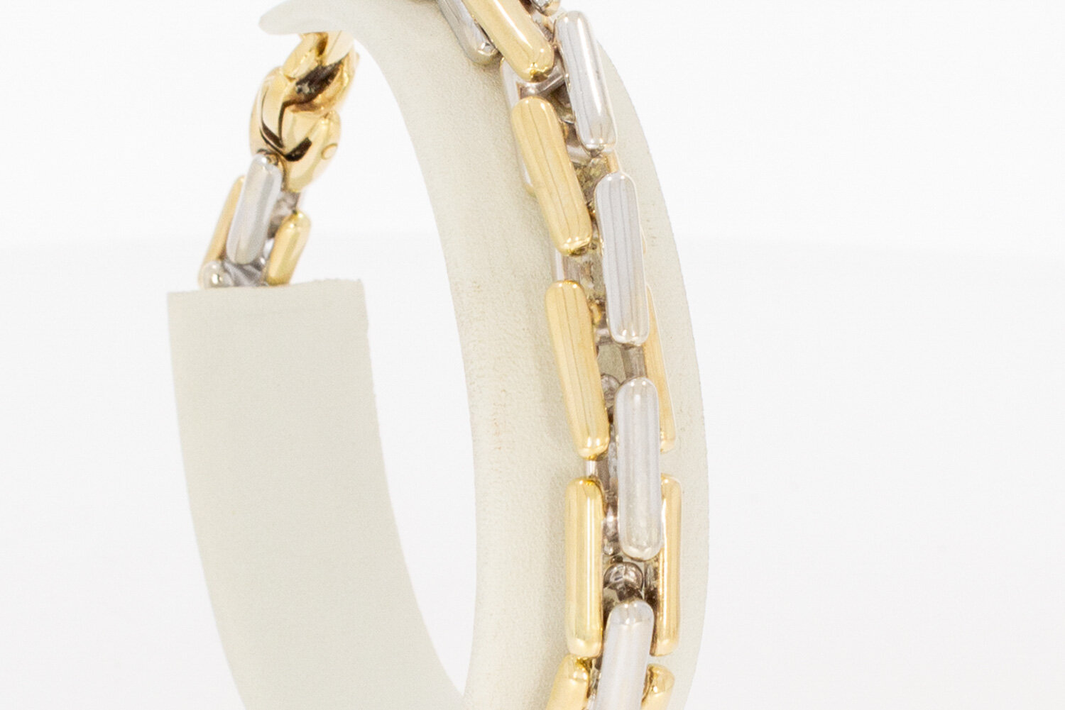 Staafjes armband 14 karaat bicolor goud -  20,2 cm