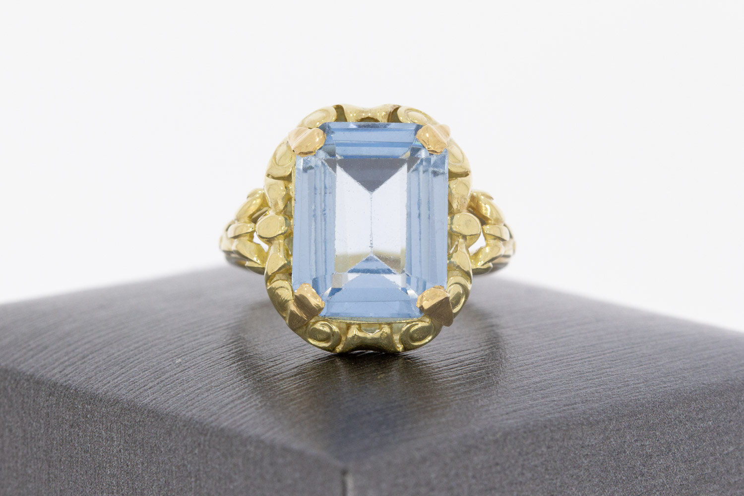 14 geel gouden vintage Aquamarijnring - 17,7 mm