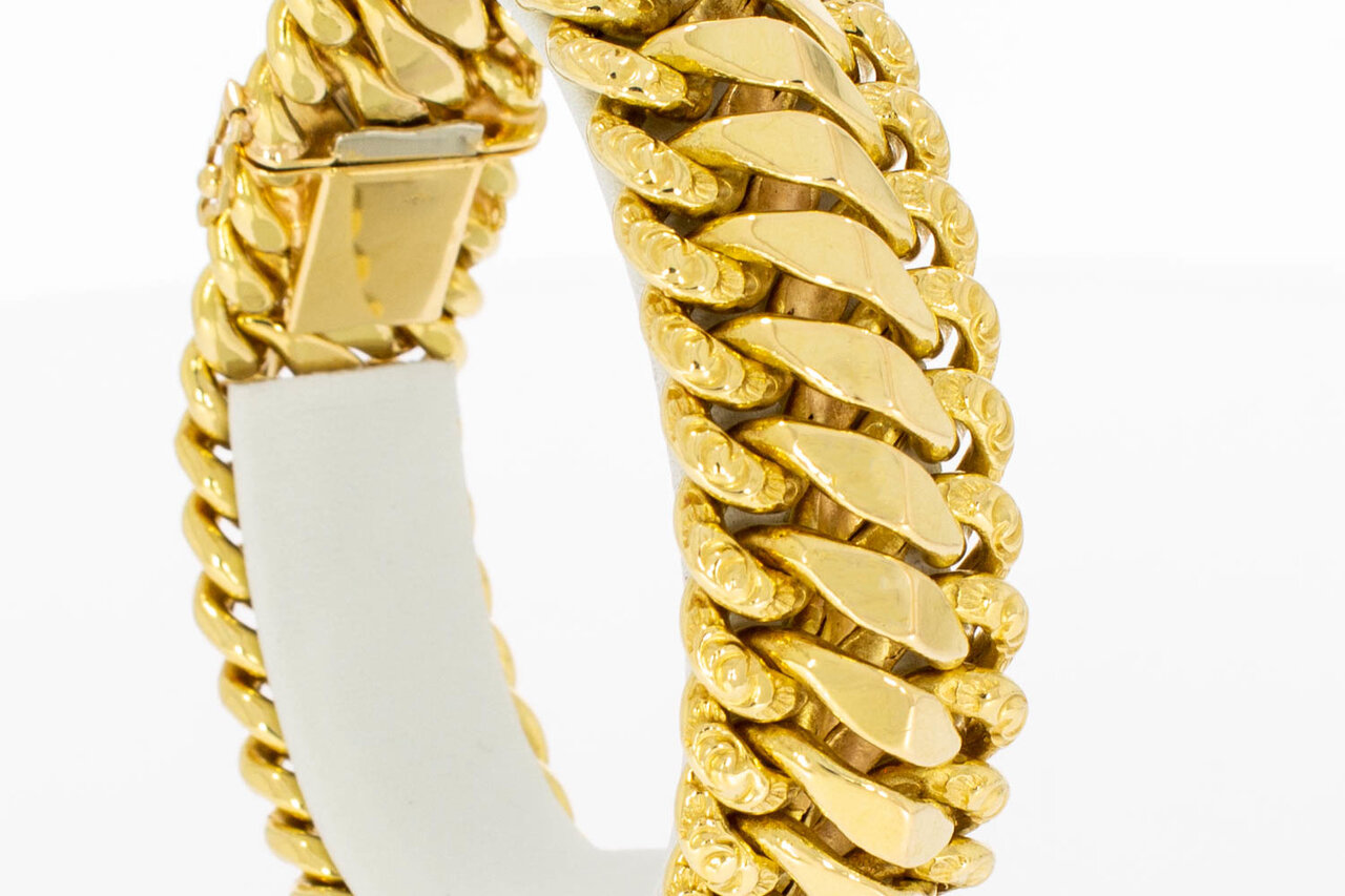 Vintage brede gouden gevlochten armband 18 karaat - 21,1 cm