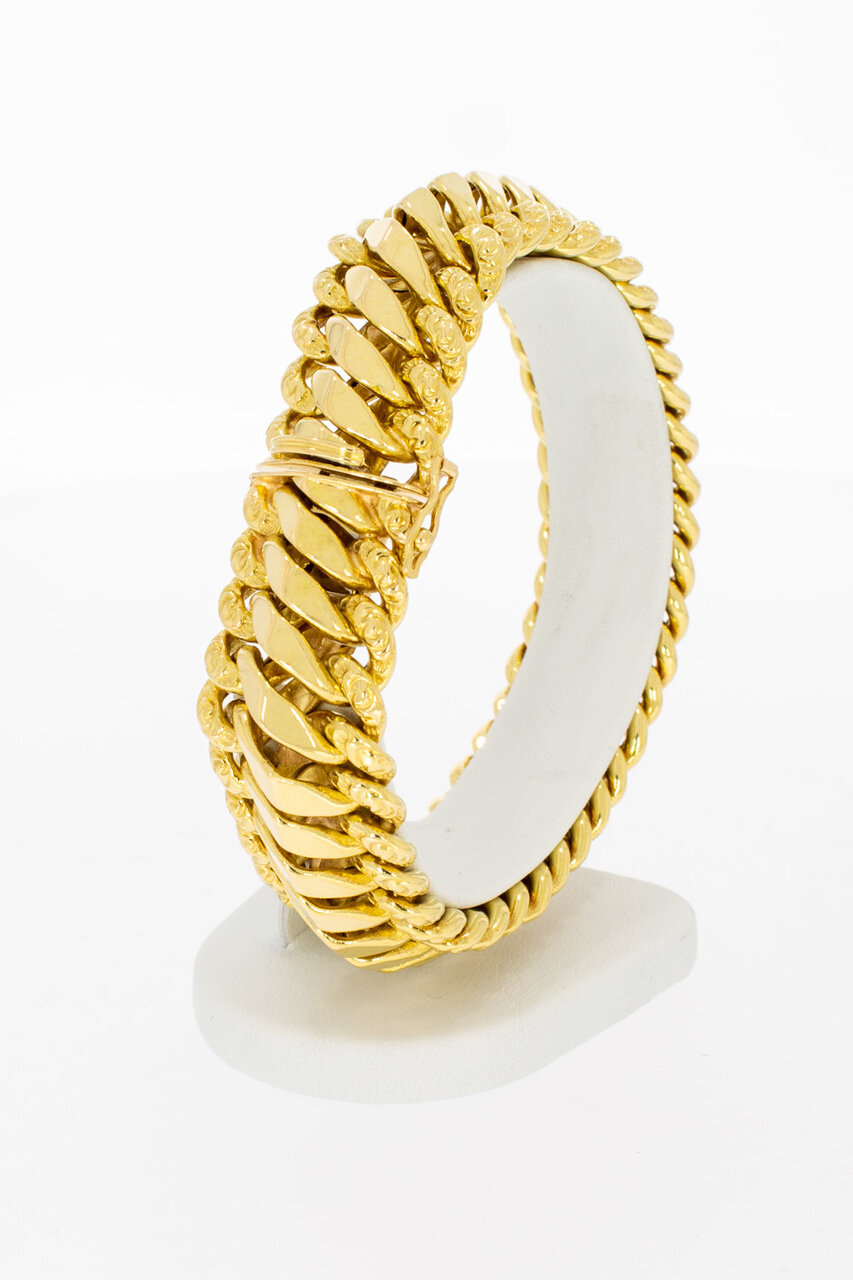 Vintage brede gouden gevlochten armband 18 karaat - 21,1 cm
