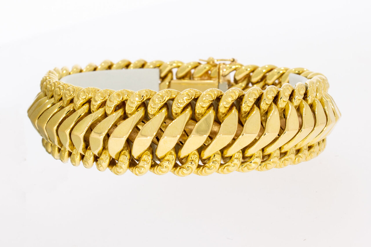 Vintage brede gouden gevlochten armband 18 karaat - 21,1 cm