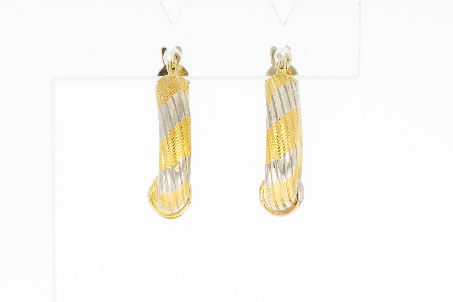 Bicolor gouden creolen dames 18 karaat - 1,9 cm