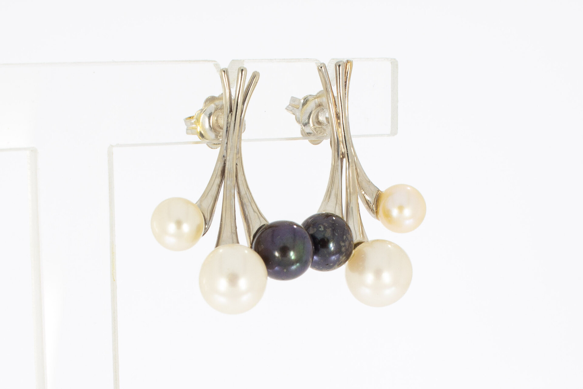 Gouden oorbellen met parel 18 karaat - 2,8 cm