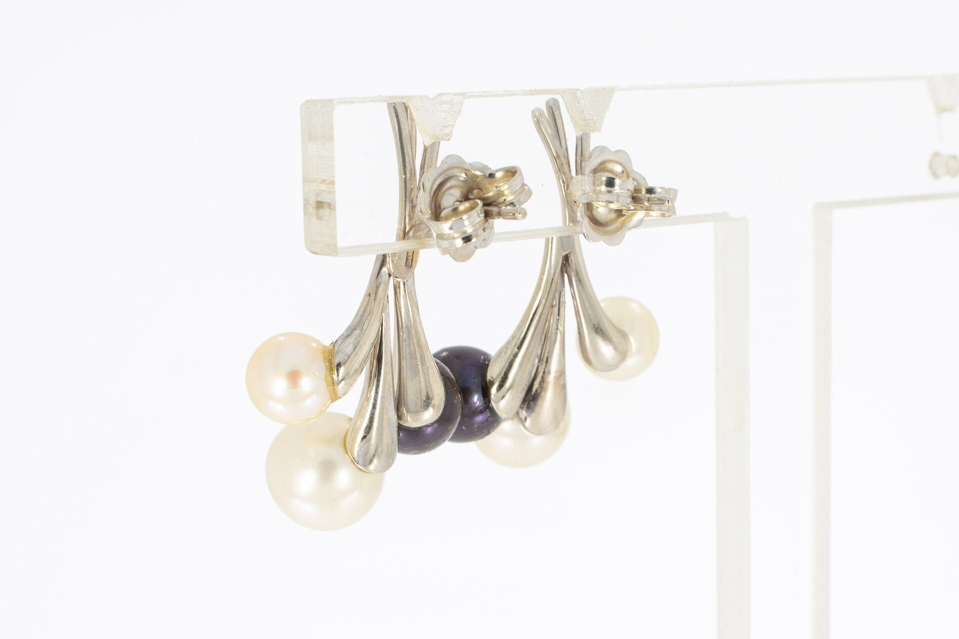 Gouden oorbellen met parel 18 karaat - 2,8 cm