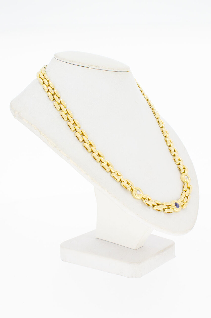 18 Karaat edelsteen diamant ketting - 44 cm