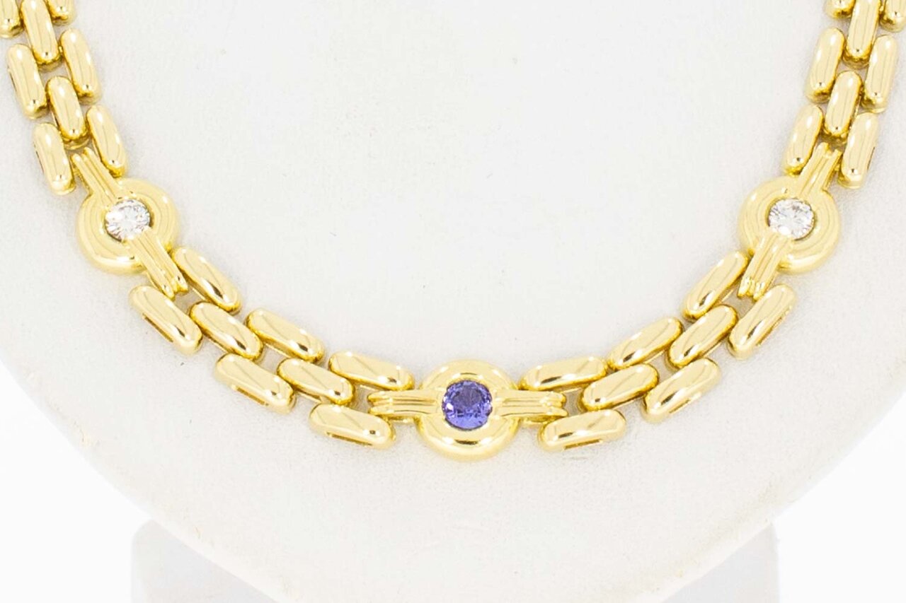18 Karaat edelsteen diamant ketting - 44 cm