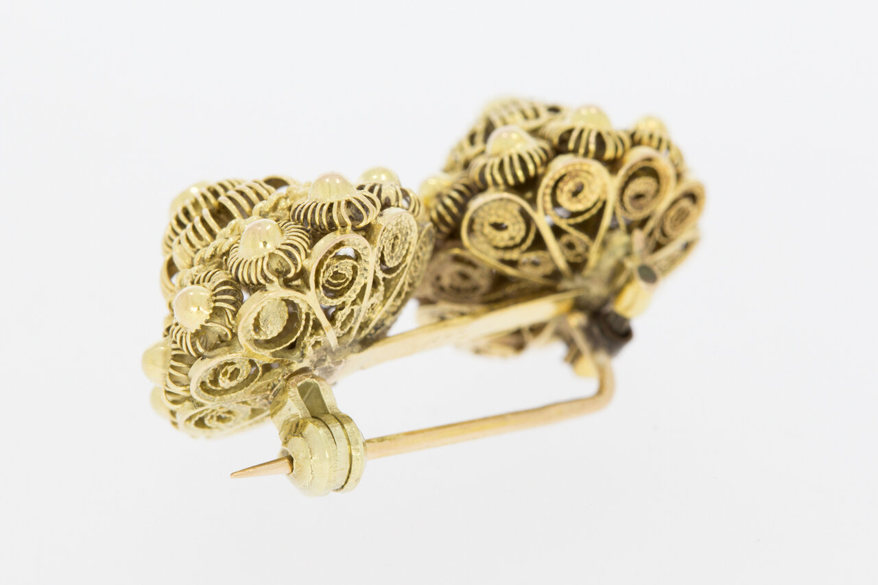 Vintage gouden Zeeuwse knop broche 14 karaat - 2,8 cm