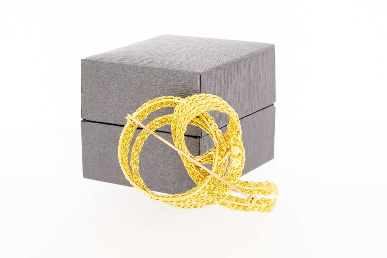 Gouden broche 18 karaat gevlochten - 49 mm