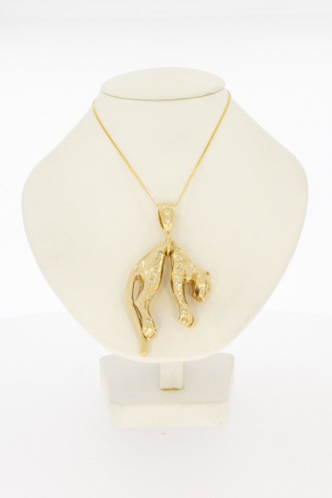 Gouden hanger heren 14 karaat met diamant - 5 cm
