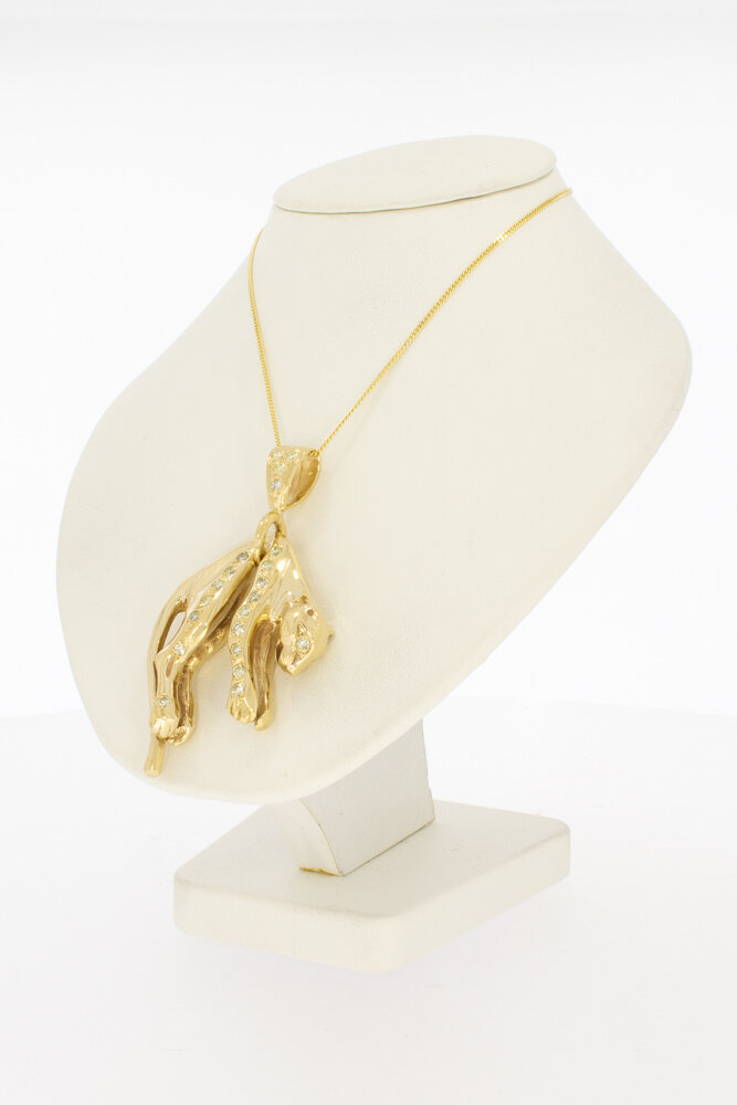Gouden hanger heren 14 karaat met diamant - 5 cm
