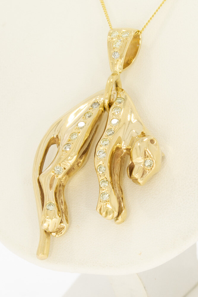 Gouden hanger heren 14 karaat met diamant - 5 cm