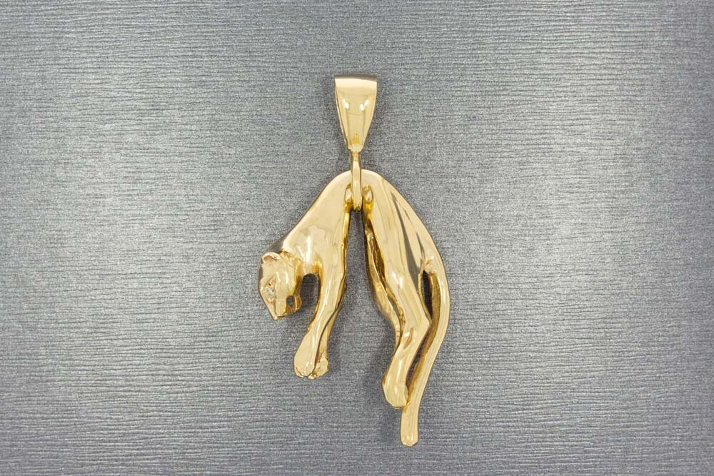 Gouden hanger heren 14 karaat met diamant - 5 cm