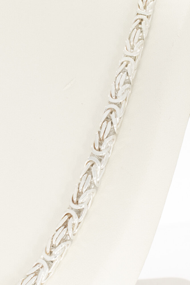 Zilveren koningsketting 925 byzantijns - 56 cm
