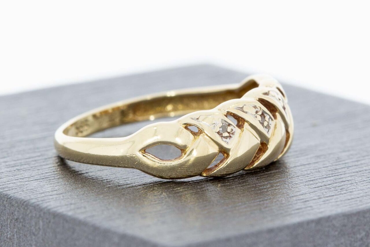 Gouden diamantring 14 karaat bicolor dames - 16,9 mm