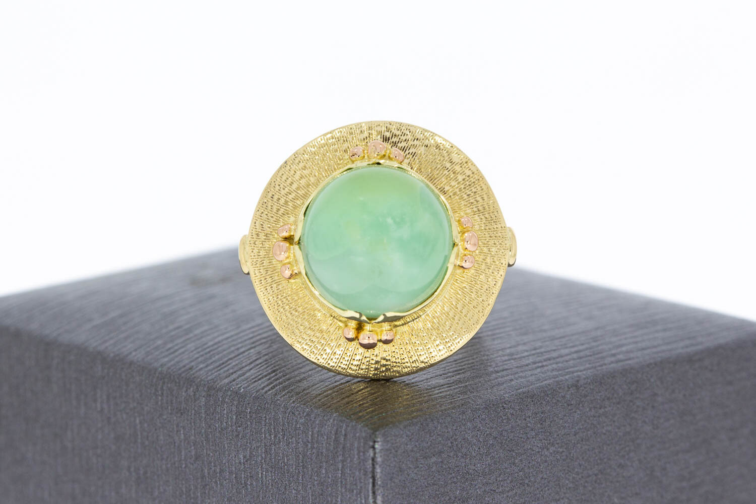 Gouden jade ring 14 karaat vintage - 17,3 mm