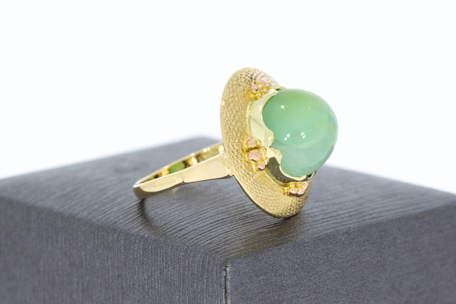 Gouden jade ring 14 karaat vintage - 17,3 mm