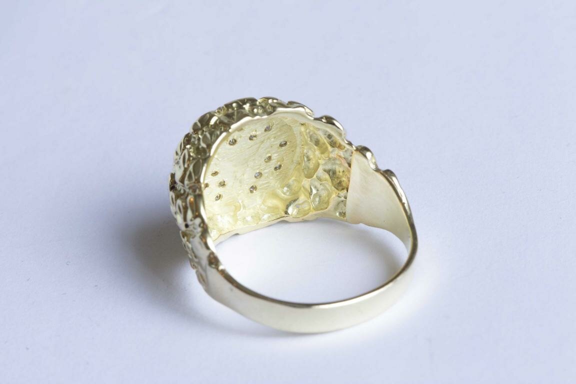Gouden Mercedes ring 14 karaat met diamant - 21,8 mm