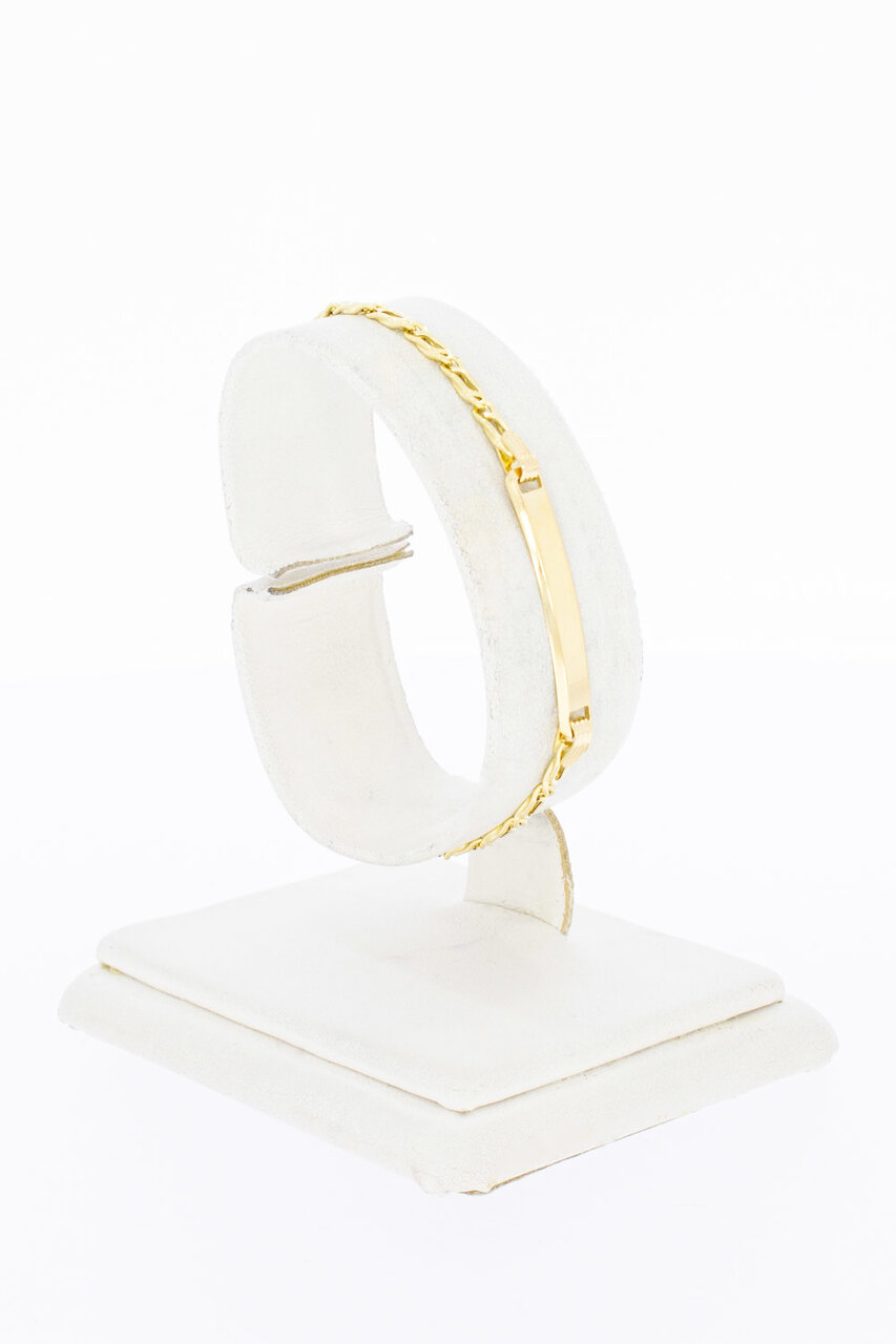 Gouden valkenoog naamarmbandje 18 karaat - 15,5 cm