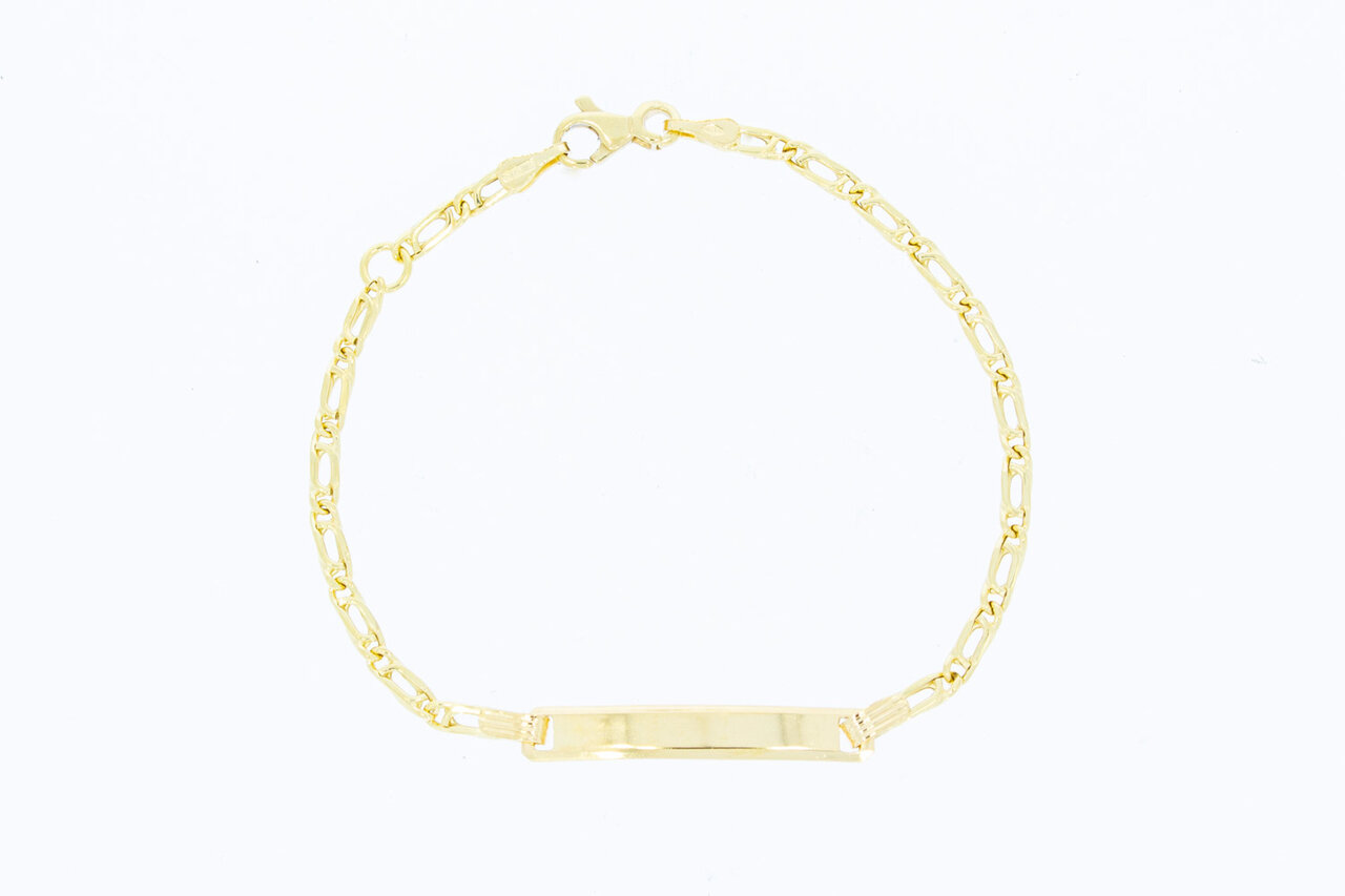 Gouden valkenoog naamarmbandje 18 karaat - 15,5 cm