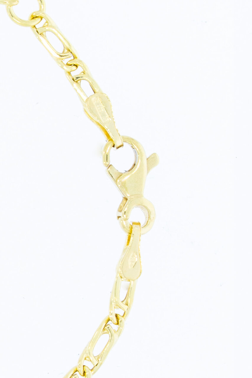 Gouden valkenoog naamarmbandje 18 karaat - 15,5 cm