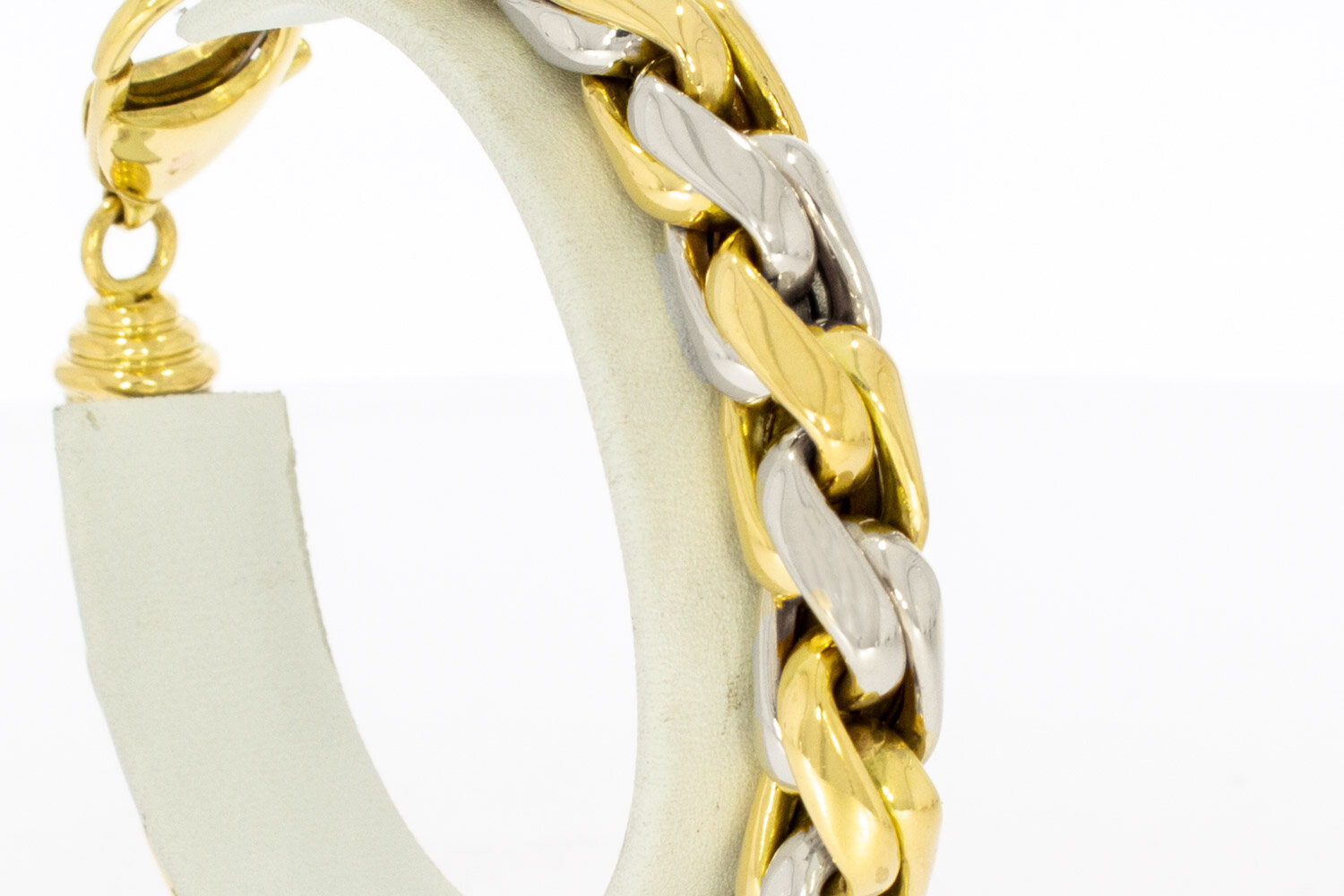 Bicolor gouden vossenstaart armband 18 karaat - 21,2 cm