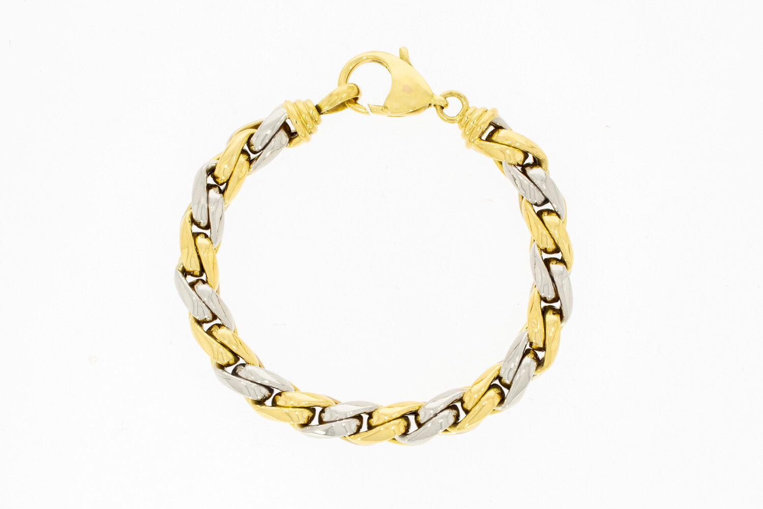 Bicolor gouden vossenstaart armband 18 karaat - 21,2 cm