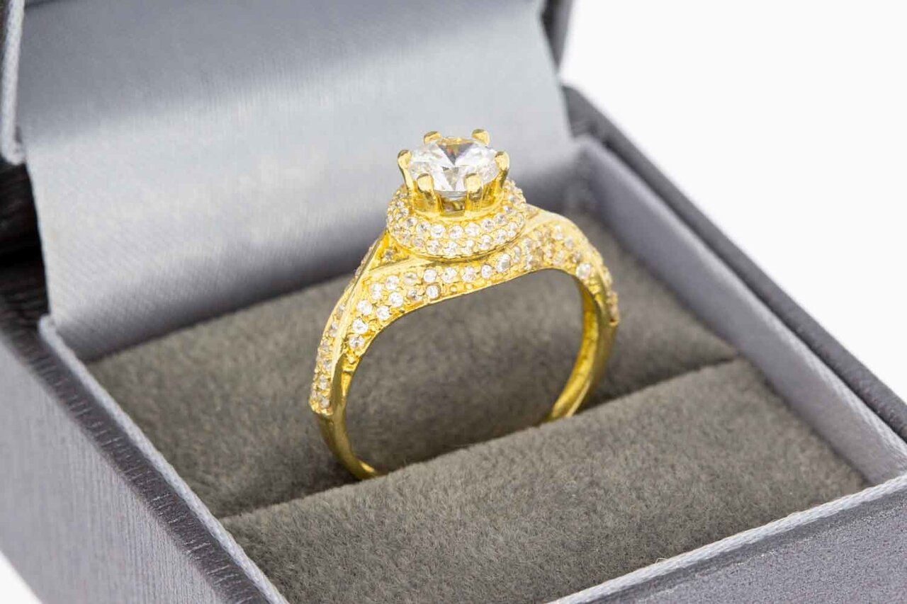 Gouden zirkonia ring 18 karaat markies - 18 mm