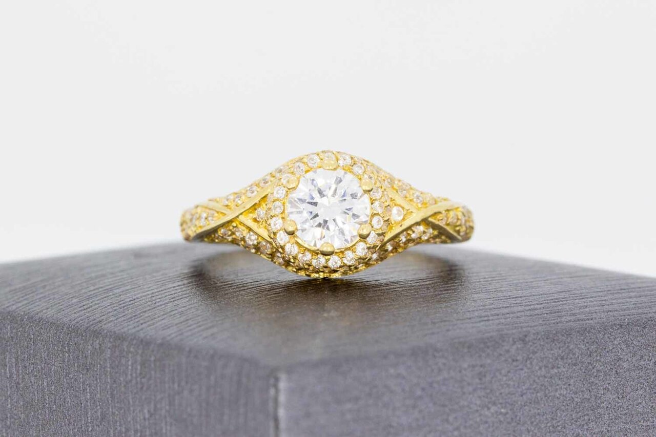 Gouden zirkonia ring 18 karaat markies - 18 mm