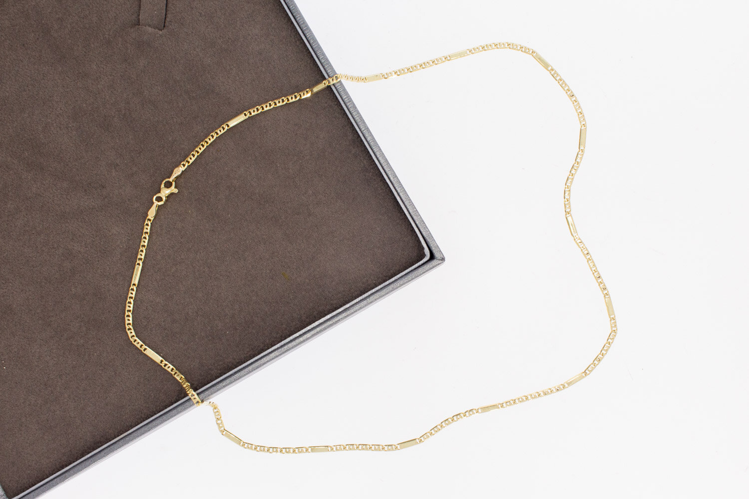 14 karaat geelgouden plaatjesketting  50 cm