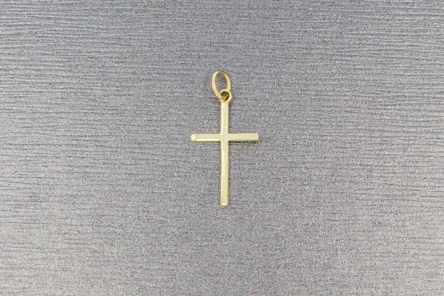 14 karaat geelgouden kruishanger  1,7 cm