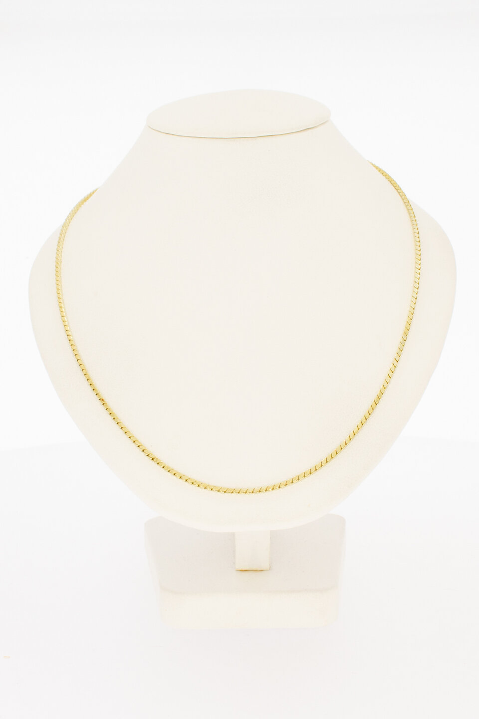 14 karaat gouden ketting met dubbel eindstuk  60,7 cm