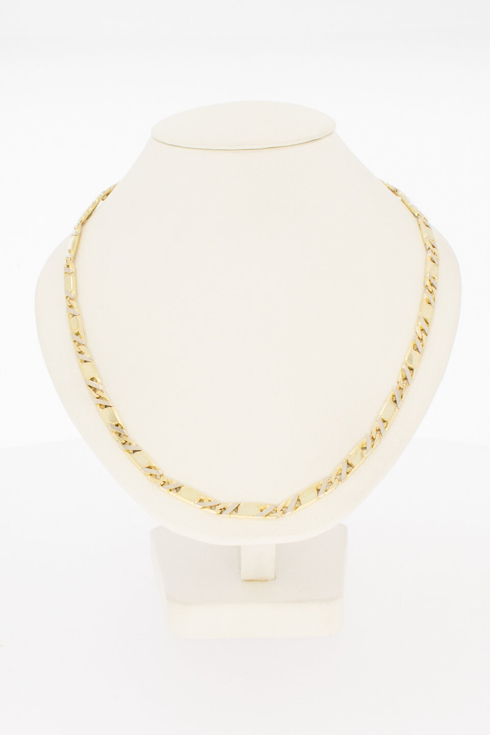 14 karaat geelgouden plaatjesketting  45,6 cm