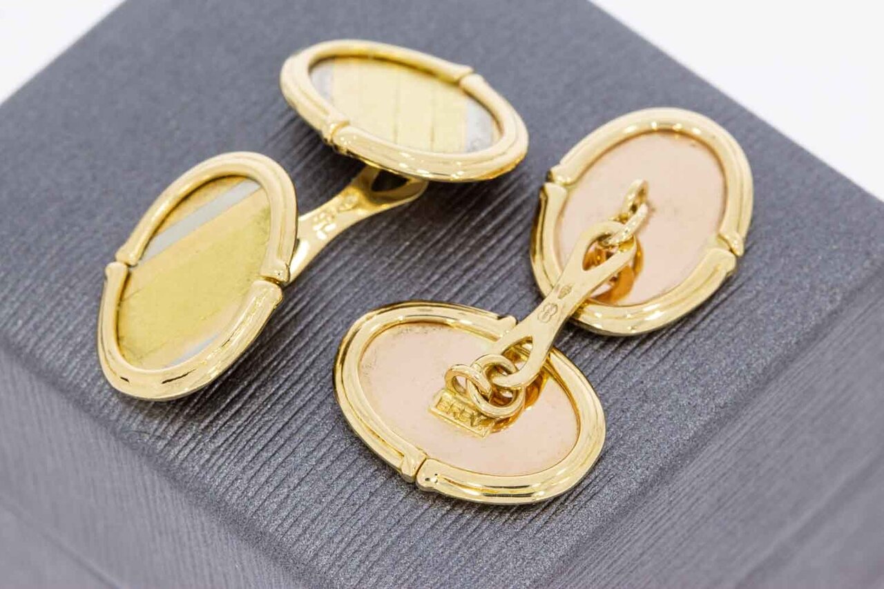 Tricolor gouden manchetknopen 18 karaat