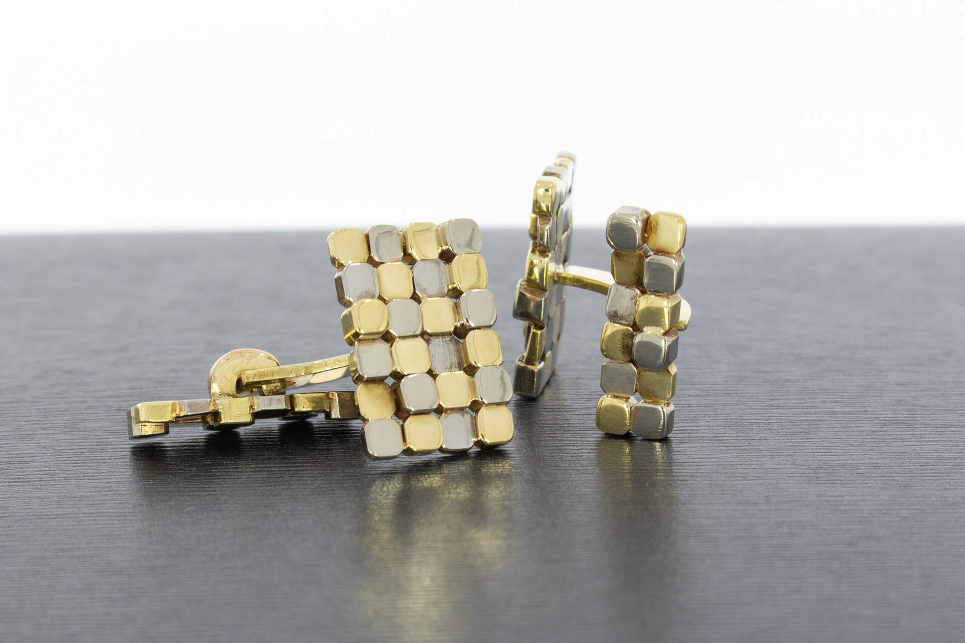Tricolor gouden manchetknopen 14 karaat - 1,8 cm