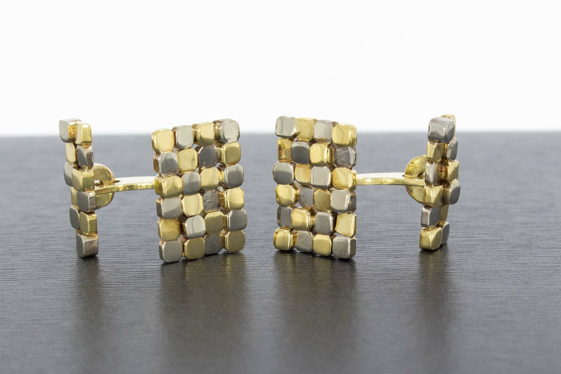 Tricolor gouden manchetknopen 14 karaat - 1,8 cm