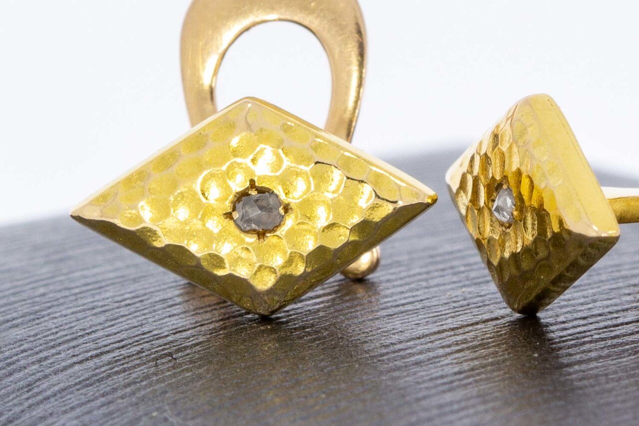 Gouden manchetknopen 18 karaat met diamant