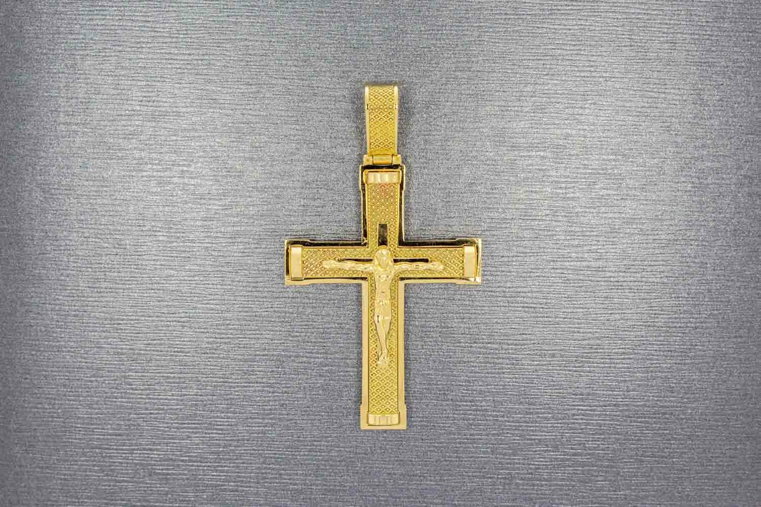 Gouden kruis hanger heren 18 karaat - 6,1 cm