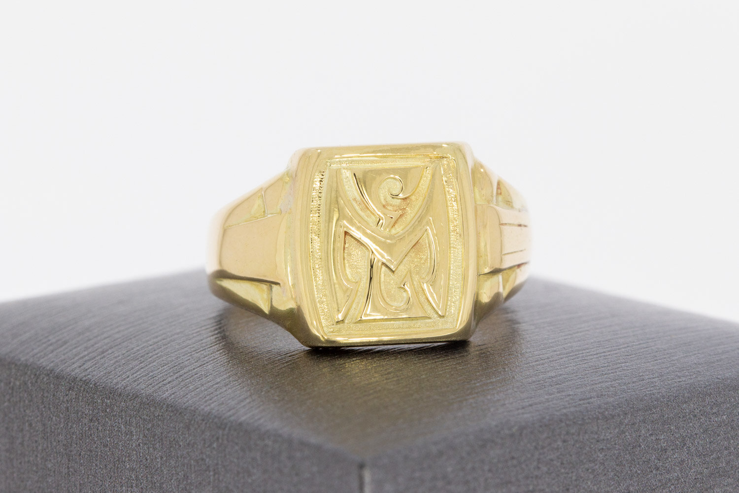 14 karaat geelgouden statement herenring 19,8 mm