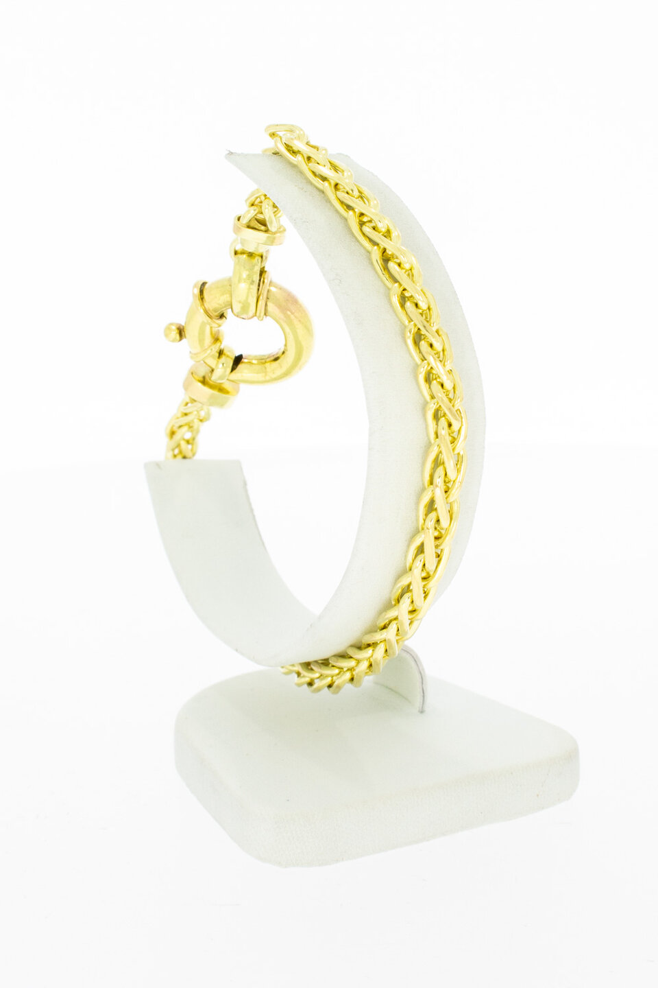 Bicolor gouden gevlochten armband 14 karaat - 23 cm