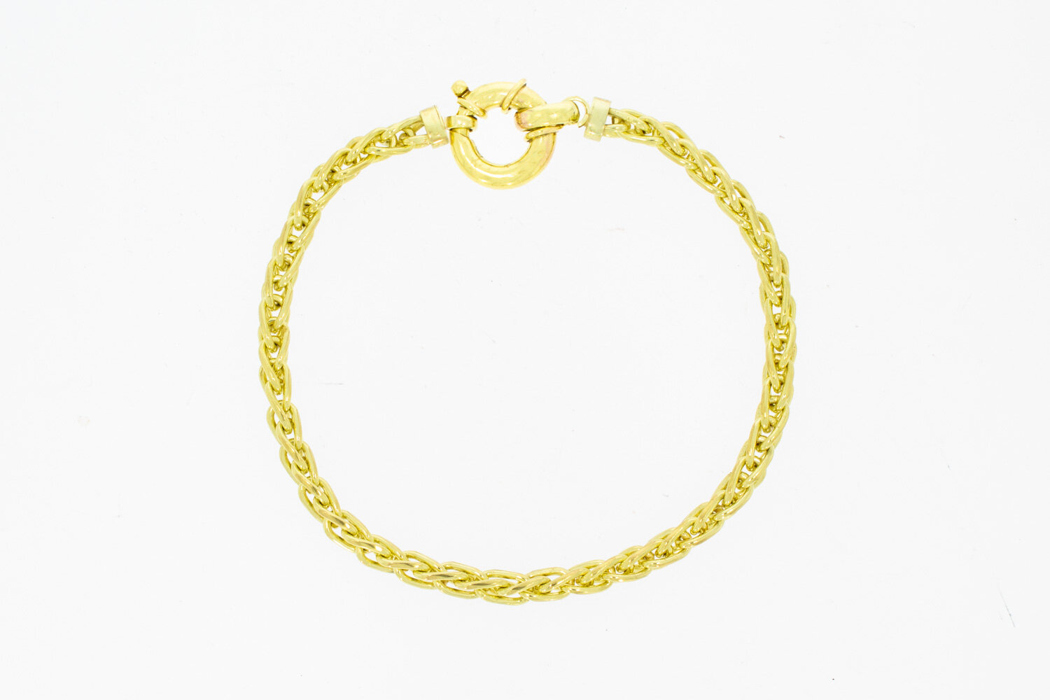 Bicolor gouden gevlochten armband 14 karaat - 23 cm