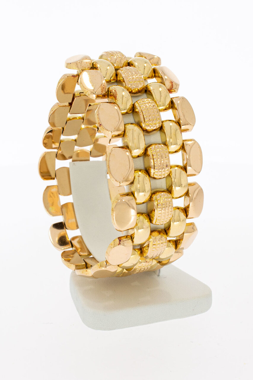 18 karaat brede ros&eacute;gouden armband - 21,1 cm
