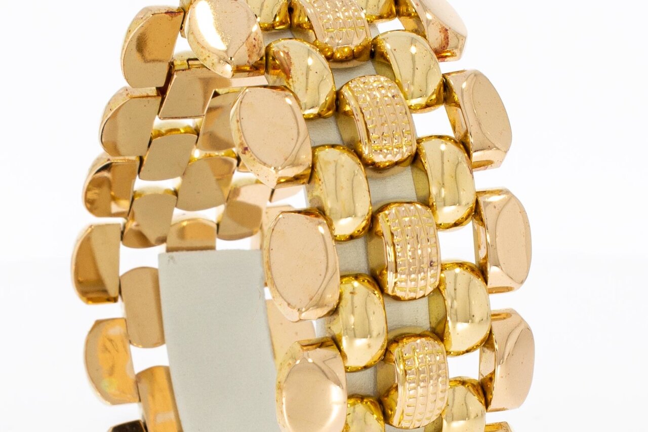 18 karaat brede ros&eacute;gouden armband - 21,1 cm