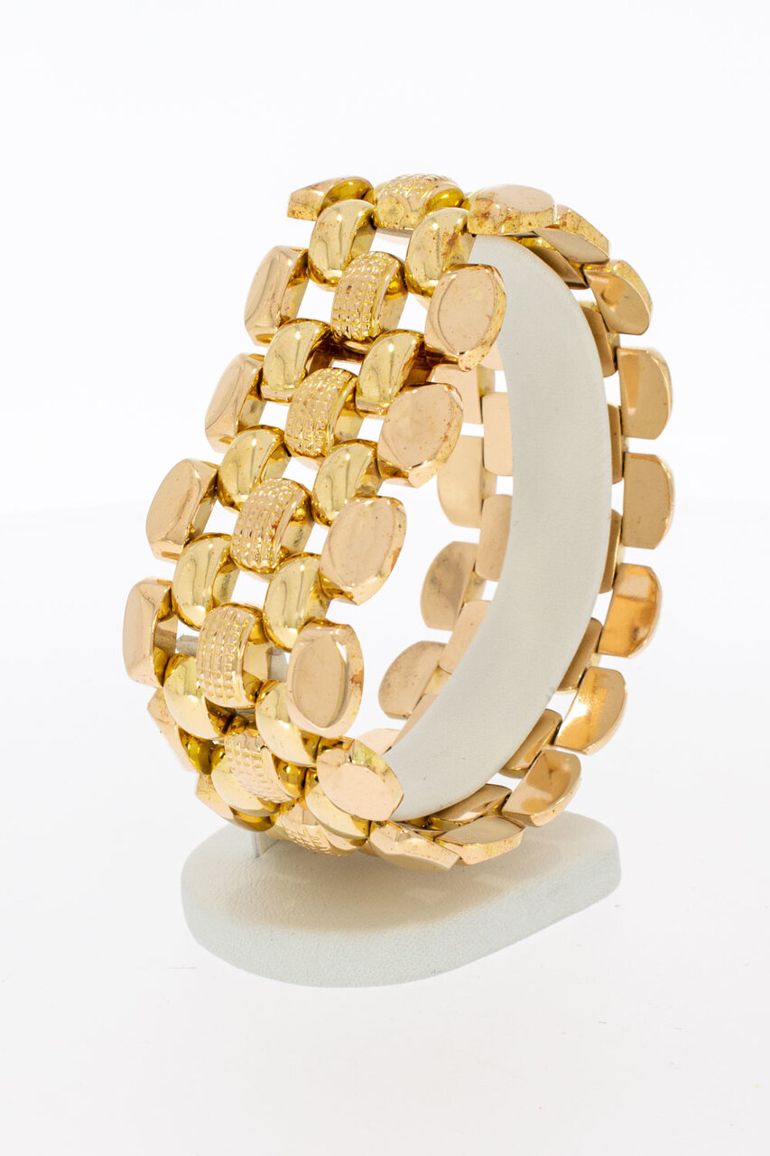 18 karaat brede ros&eacute;gouden armband - 21,1 cm