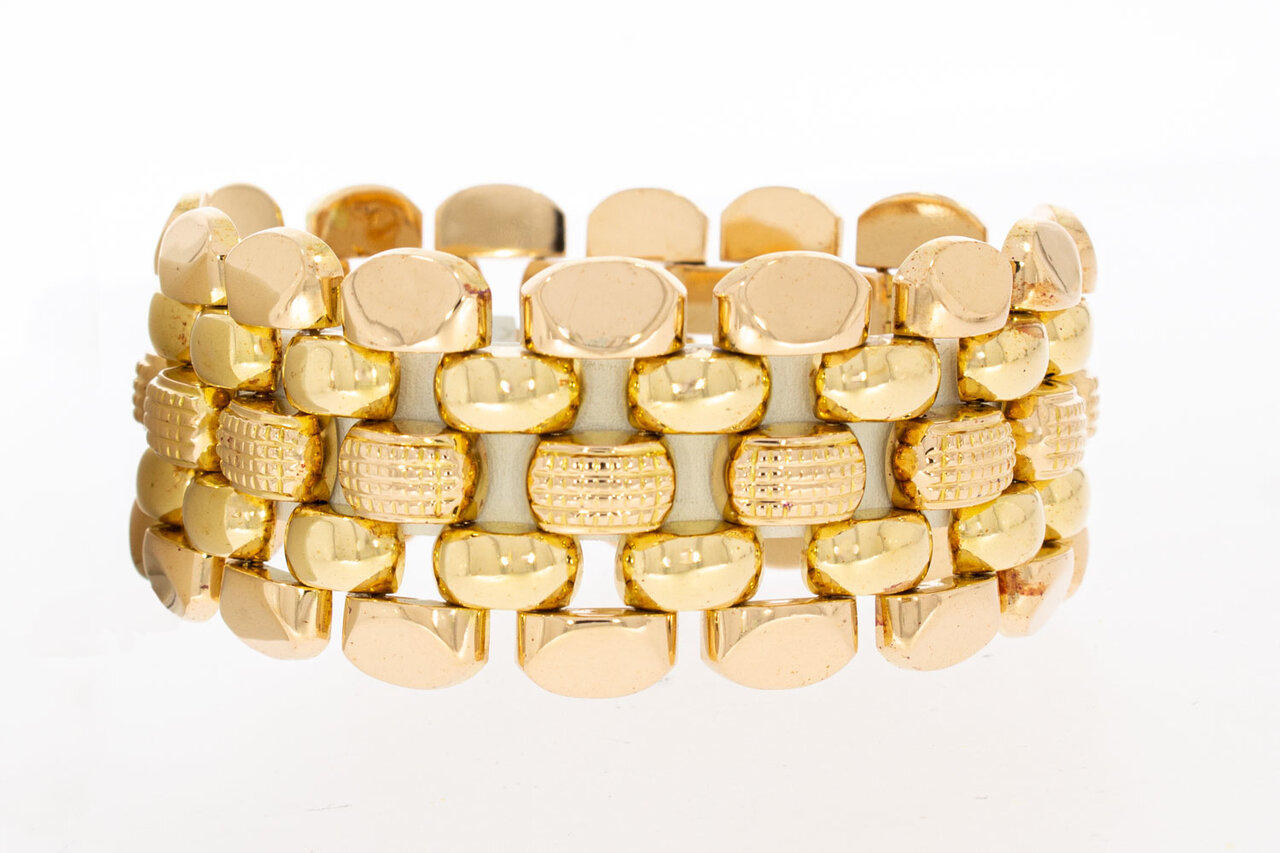 18 karaat brede ros&eacute;gouden armband - 21,1 cm